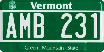 VT license plate AMB231