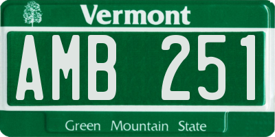 VT license plate AMB251
