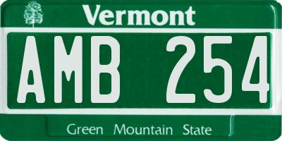 VT license plate AMB254