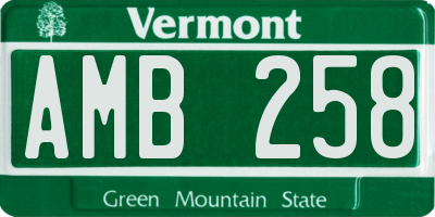 VT license plate AMB258
