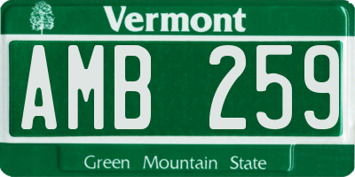 VT license plate AMB259