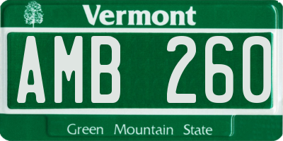 VT license plate AMB260