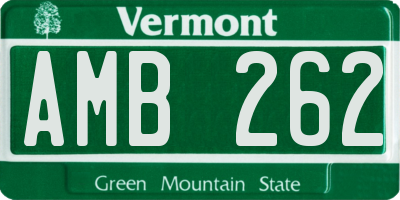 VT license plate AMB262