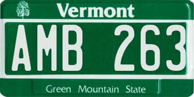 VT license plate AMB263