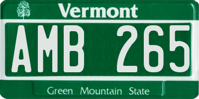 VT license plate AMB265
