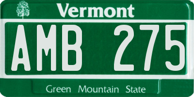 VT license plate AMB275