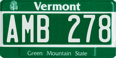 VT license plate AMB278