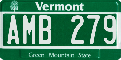 VT license plate AMB279