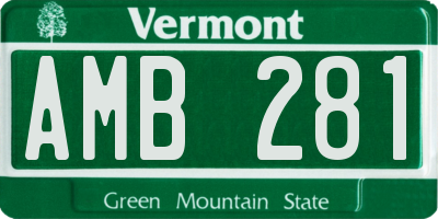 VT license plate AMB281