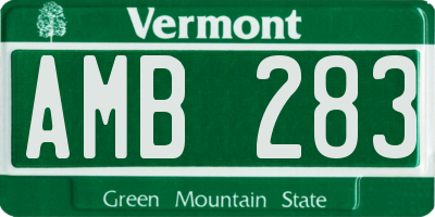 VT license plate AMB283