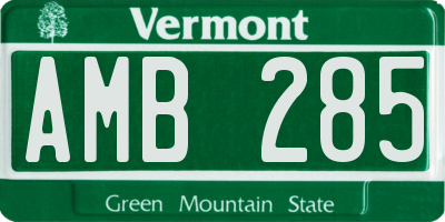 VT license plate AMB285