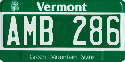 VT license plate AMB286