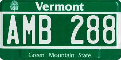 VT license plate AMB288