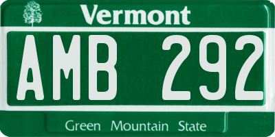 VT license plate AMB292