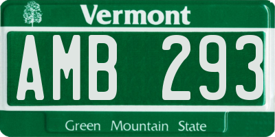 VT license plate AMB293