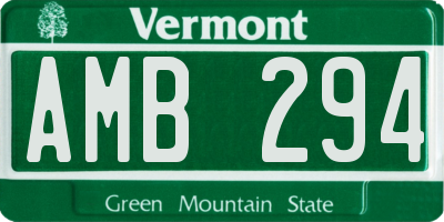 VT license plate AMB294