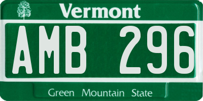 VT license plate AMB296