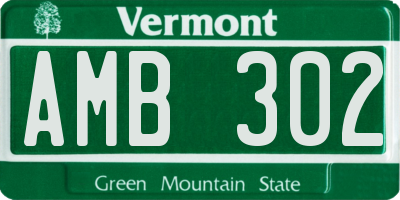 VT license plate AMB302