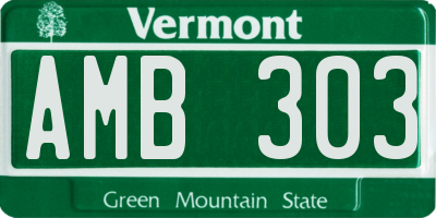 VT license plate AMB303