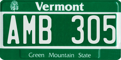 VT license plate AMB305