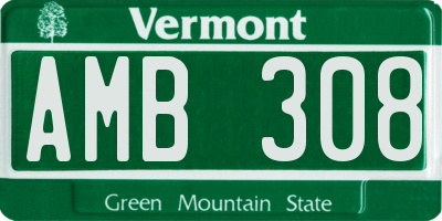 VT license plate AMB308