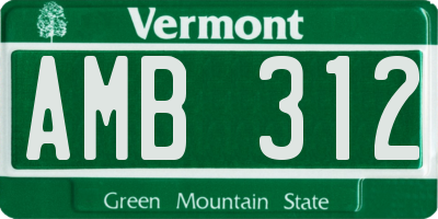 VT license plate AMB312