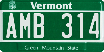VT license plate AMB314