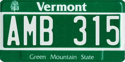 VT license plate AMB315