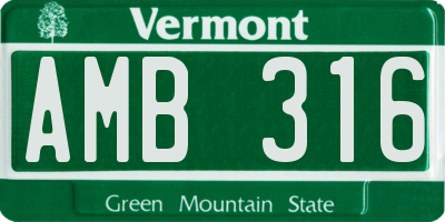 VT license plate AMB316
