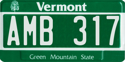 VT license plate AMB317