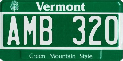 VT license plate AMB320