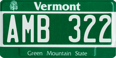 VT license plate AMB322