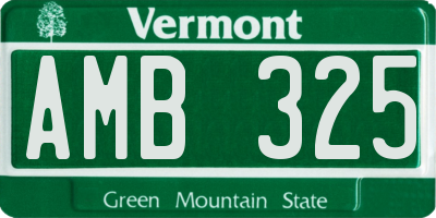 VT license plate AMB325