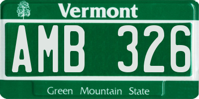 VT license plate AMB326
