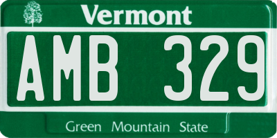VT license plate AMB329