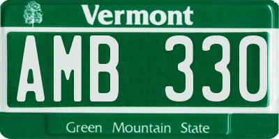 VT license plate AMB330
