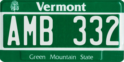 VT license plate AMB332