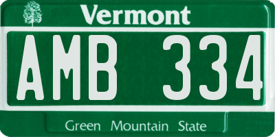 VT license plate AMB334