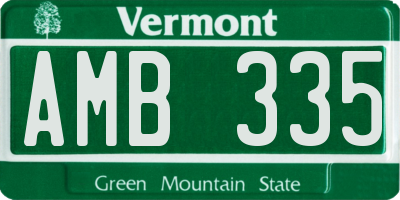VT license plate AMB335