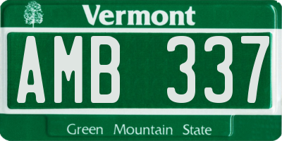 VT license plate AMB337