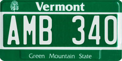 VT license plate AMB340