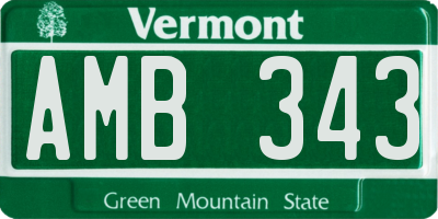 VT license plate AMB343