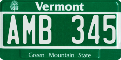 VT license plate AMB345