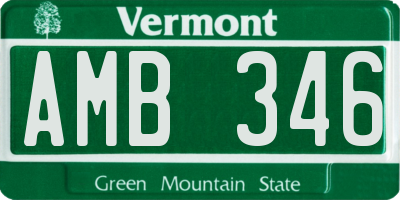 VT license plate AMB346
