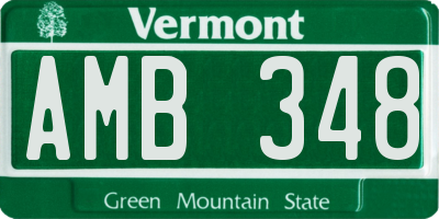 VT license plate AMB348