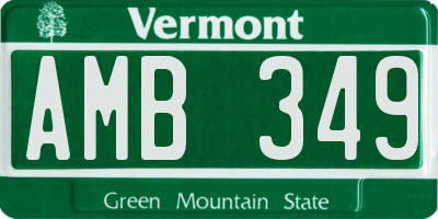 VT license plate AMB349