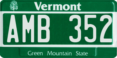 VT license plate AMB352