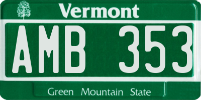 VT license plate AMB353