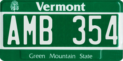 VT license plate AMB354