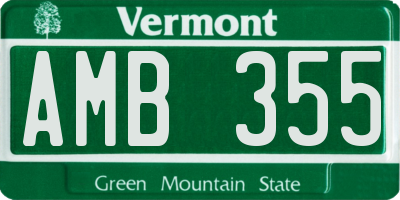VT license plate AMB355